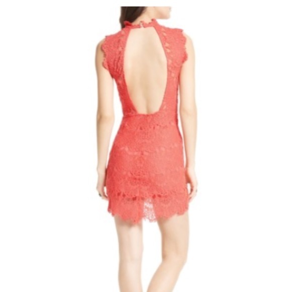 Free People Daydream Lace Mini Dress in Coral - Picture 3 of 7